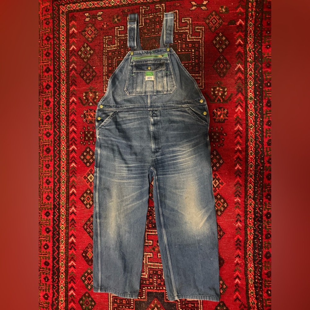 Vintage liberty overalls, distressed denim 44x27 unisex baggy grunge grandpa